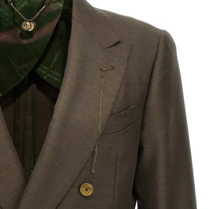 MAURIZIO MIRI - Double-Breasted Wool Blend Blazer - Größe 50 - grün – Bild 3