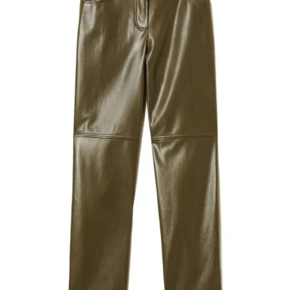 Twin-Set - Olive Green Faux Leather Panelled Trousers - Größe M - grün Twin-Set - Olive Green Faux Leather Panelled Trousers - Größe M - grün