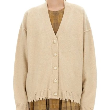 Uma Wang - Relaxed Fit Cashmere Cardigan With V-Neckline And - Größe M - beige Uma Wang - Relaxed Fit Cashmere Cardigan With V-Neckline And - Größe M - beige