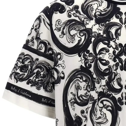 Dolce&Gabbana - Maiolica' Print T-Shirt - Größe 48 - schwarz – Bild 3