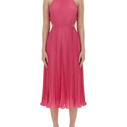 Michael Kors - Pleated Georgette Dress With Cut-Out Details - Größe L - pink Michael Kors - Pleated Georgette Dress With Cut-Out Details - Größe L - pink