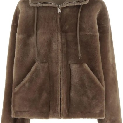 Blancha - Reversible Shearling Jacket With Drawstring Hood - Größe 42 - braun Blancha - Reversible Shearling Jacket With Drawstring Hood - Größe 42 - braun