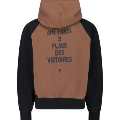AMI Paris - Two-Tone Hoodie With Stitched Branding And Embroid - Größe L - braun – Bild 4
