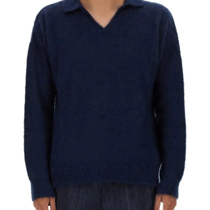 Family First - Relaxed Fit Knitted Polo - Größe S - blau Family First - Relaxed Fit Knitted Polo - Größe S - blau