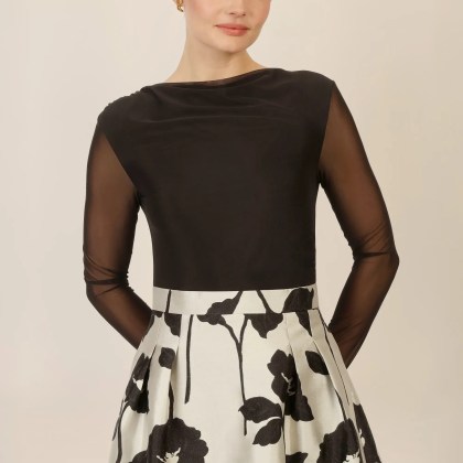 Apart - Jacquard-Meshkleid - Größe 40 - schwarz