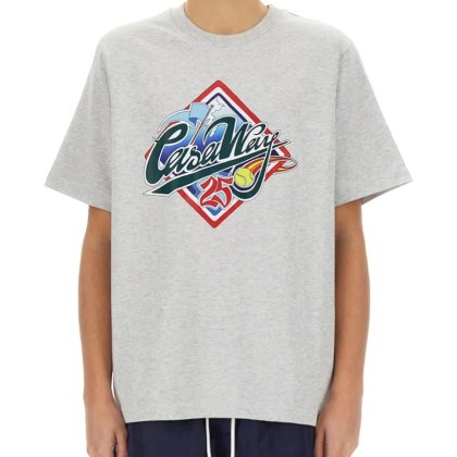 Casablanca - Graphic Print Organic Cotton T-Shirt - Größe L - grau Casablanca - Graphic Print Organic Cotton T-Shirt - Größe L - grau