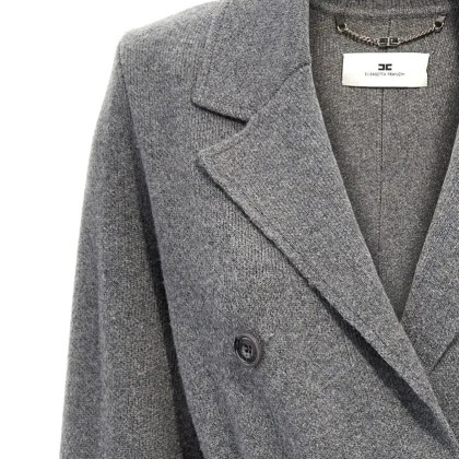 Elisabetta Franchi - Double-Breasted Knit Coat - Größe 46 - grau – Bild 3