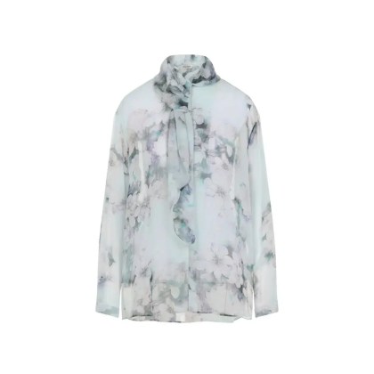 Alberta Ferretti - Blue Silk Shirt - Größe S - weiß Alberta Ferretti - Blue Silk Shirt - Größe S - weiß