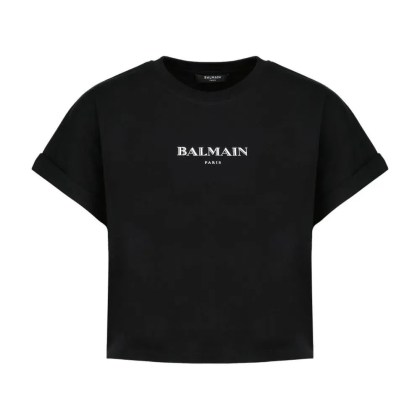 Balmain - Vintage Print Crop T-Shirt - Cotton - Black - Größe L - schwarz Balmain - Vintage Print Crop T-Shirt - Cotton - Black - Größe L - schwarz