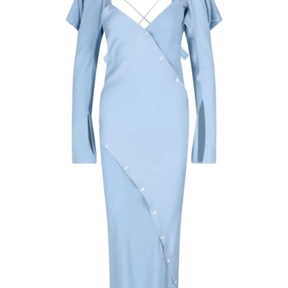 Setchu - "Origami" Maxi Dress In Light Blue Satin Fabric - Größe II - blau Setchu - "Origami" Maxi Dress In Light Blue Satin Fabric - Größe II - blau