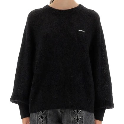 Rotate - Lightweight Knit Sweater With Logo Detail - Größe L - schwarz Rotate - Lightweight Knit Sweater With Logo Detail - Größe L - schwarz
