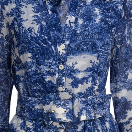 Samantha Sung - Blue Toile Print Dress - Größe 2 - blau – Bild 3