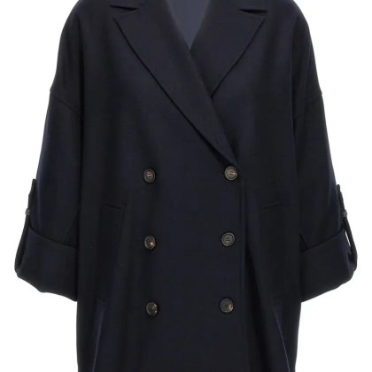 Brunello Cucinelli - Shiny Cuff Details%27 Caban Coat - Größe 38 - blau Brunello Cucinelli - Shiny Cuff Details%27 Caban Coat - Größe 38 - blau