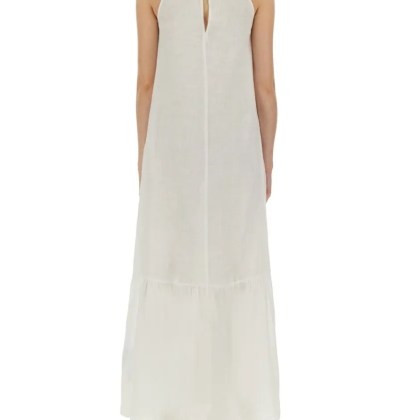 120% Lino - Relaxed Long Linen Dress With Tiered Hem - Größe 42 - weiß – Bild 2