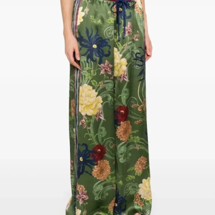 Alemais - Wide Leg Floral Print Silk Avery Trousers - Größe 10 - grün – Bild 4