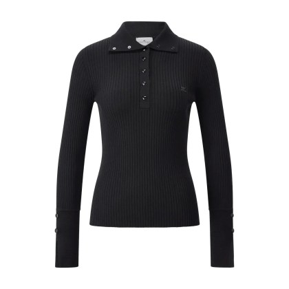 Courrèges - %27Classic Rib%27 Polo Shirt - Größe S - schwarz Courrèges - %27Classic Rib%27 Polo Shirt - Größe S - schwarz