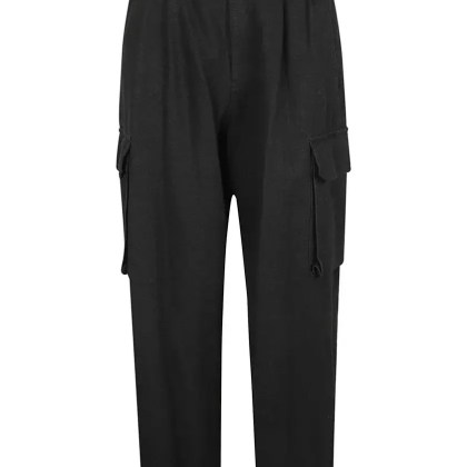Yohji Yamamoto - High-Waisted Tapered Cargo Pants With Utility Pock - Größe 2 - schwarz Yohji Yamamoto - High-Waisted Tapered Cargo Pants With Utility Pock - Größe 2 - schwarz