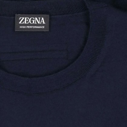 Zegna - Wool Sweater Blue Navy Tone Knitted - Größe 54 - blau – Bild 4