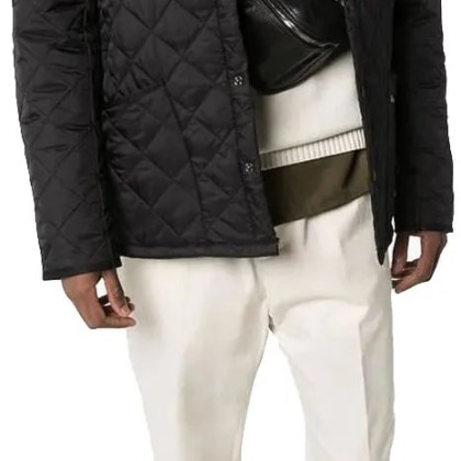 Barbour - Quilted Black Down Jacket With Corduroy Collar - Größe XL - bunt – Bild 4