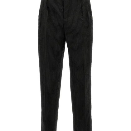 Maison Kitsune - Wide-Leg Striped Cotton Trousers - Größe 40 - schwarz Maison Kitsune - Wide-Leg Striped Cotton Trousers - Größe 40 - schwarz