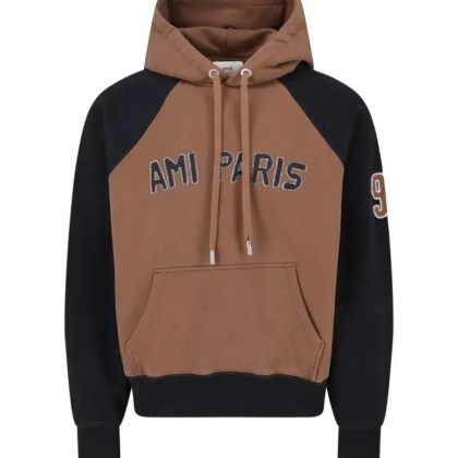 AMI Paris - Two-Tone Hoodie With Stitched Branding And Embroid - Größe L - braun AMI Paris - Two-Tone Hoodie With Stitched Branding And Embroid - Größe L - braun