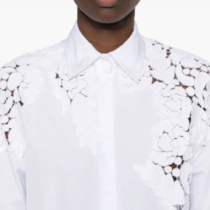 Ermanno Scervino - Floral Embroidered White Shirt - Größe 42 - weiß – Bild 4