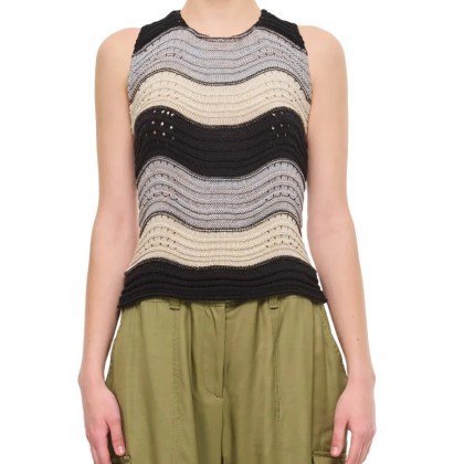 Vitelli - Linen And Cotton Horizontal Peacock Crop Top - Größe 2 - bunt Vitelli - Linen And Cotton Horizontal Peacock Crop Top - Größe 2 - bunt