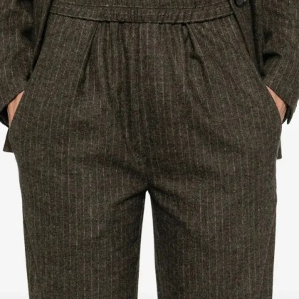 Isabel Marant - Pinstripe Elastic-Waist Tailored Trousers - Größe 36 - grün – Bild 3
