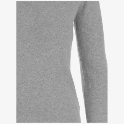 Allude - V-Neck Cashmere Sweater With Ribbed Edges And Time - Größe M - grau – Bild 2