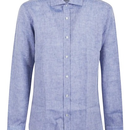 BUONAMASSA - Classic Button-Down Linen Shirt - Größe 40 - blau BUONAMASSA - Classic Button-Down Linen Shirt - Größe 40 - blau