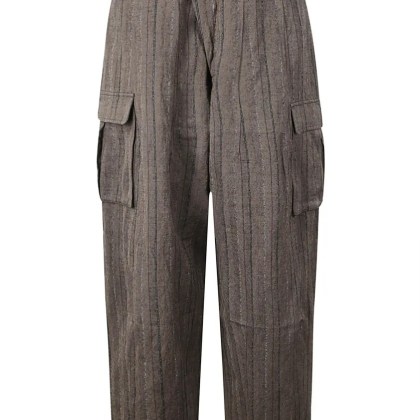 DAWEI STUDIO - Pinstripe Cotton Blend Trousers - Größe 34 - braun DAWEI STUDIO - Pinstripe Cotton Blend Trousers - Größe 34 - braun
