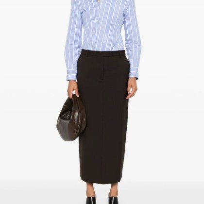 Officine Generale - Coffee Brown Wool Skirt - Größe XS - braun – Bild 4