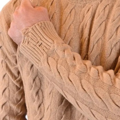 Laneus - Classic Cable Knit Sweater In Camel Tone - Größe 50 - braun – Bild 3