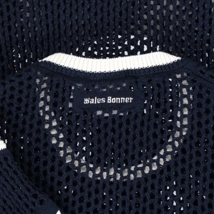ADIDAS X WALES BONNER - Navy Crochet T-Shirt With White Trefoil Logo - Größe S - blue – Bild 2