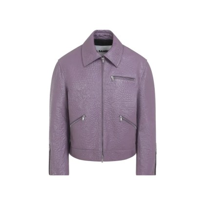 Jil Sander - Textured Ovine Leather Jacket With Zip Pockets And - Größe 50 - lila Jil Sander - Textured Ovine Leather Jacket With Zip Pockets And - Größe 50 - lila