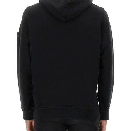 Stone Island - Black Cotton Hoodie With Logo Patch - Größe L - schwarz – Bild 3