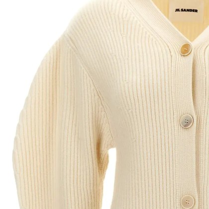Jil Sander - Long Ribbed Wool Cardigan - Größe 40 - beige – Bild 3
