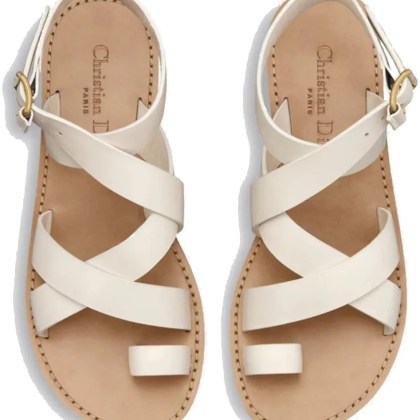 Christian Dior - Dior Sun Leather Flat Sandals - Größe 38 - weiß – Bild 2