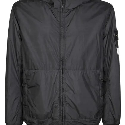 Stone Island - Lightweight Crinkled Texture Jacket With Hood - Größe M - schwarz Stone Island - Lightweight Crinkled Texture Jacket With Hood - Größe M - schwarz