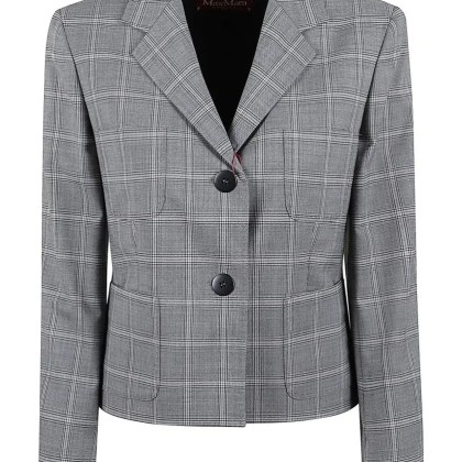 Max Mara - Tailored Grey Wool Blazer With Classic Plaid Patte - Größe 40 - grau Max Mara - Tailored Grey Wool Blazer With Classic Plaid Patte - Größe 40 - grau