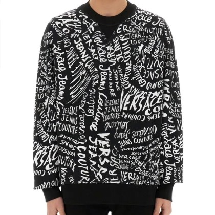 Versace Jeans Couture - Logomania Print Crew Neck Sweatshirt - Größe XL - schwarz Versace Jeans Couture - Logomania Print Crew Neck Sweatshirt - Größe XL - schwarz
