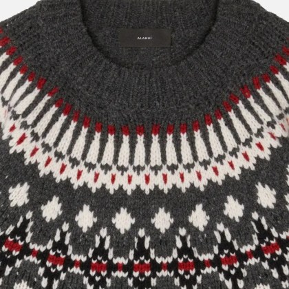 Alanui - Wool Crewneck Sweater With Geometric Pattern - Größe XS - grau – Bild 2