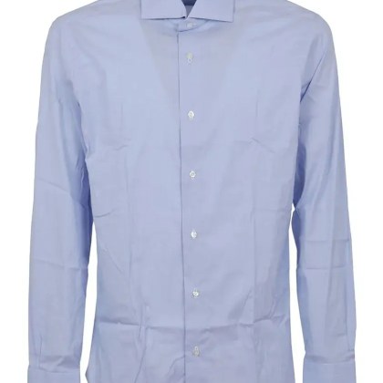 BUONAMASSA - Long-Sleeve Button-Down Shirt With Pointed Collar - Größe 43 - blau – Bild 3
