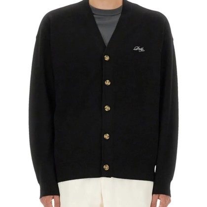 Drôle De Monsieur - Classic V-Neck Cardigan With Logo Embroidery - Größe M - schwarz Drôle De Monsieur - Classic V-Neck Cardigan With Logo Embroidery - Größe M - schwarz