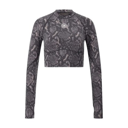 Adidas By Stella Mccartney - Cropped Langarm-Shirt - Größe L - grau Adidas By Stella Mccartney - Cropped Langarm-Shirt - Größe L - grau