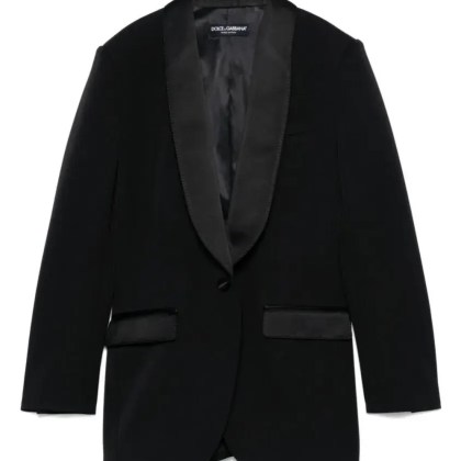 Dolce&Gabbana - Black Jacket With Deep V-Neckline And Satin Lapels - Größe 44 - schwarz Dolce&Gabbana - Black Jacket With Deep V-Neckline And Satin Lapels - Größe 44 - schwarz