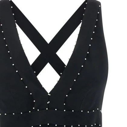 GIOVANNI BEDIN - Silk Blend Mini Dress With Pearl Appliqué - Größe 38 - schwarz – Bild 3