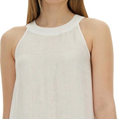 120% Lino - Relaxed Long Linen Dress With Tiered Hem - Größe 42 - weiß – Bild 3