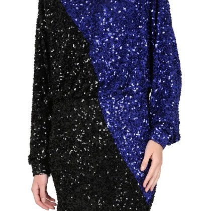 Rotate - Color Block Sequined Mini Dress With Long Sleeves - Größe 36 - bunt – Bild 2