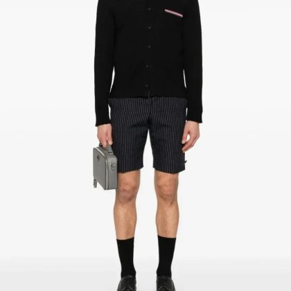 Thom Browne - Button-Front Knit Cardigan With Grosgrain Detailin - Größe 1 - schwarz – Bild 4